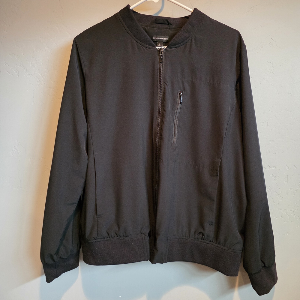 Banana Republic Black Full Zip Bomber Jacket, Women's L